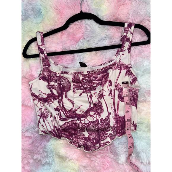 SHEIN Womens Y2K Floral print crop bird foliage mock corset crop top - Picture 6 of 7